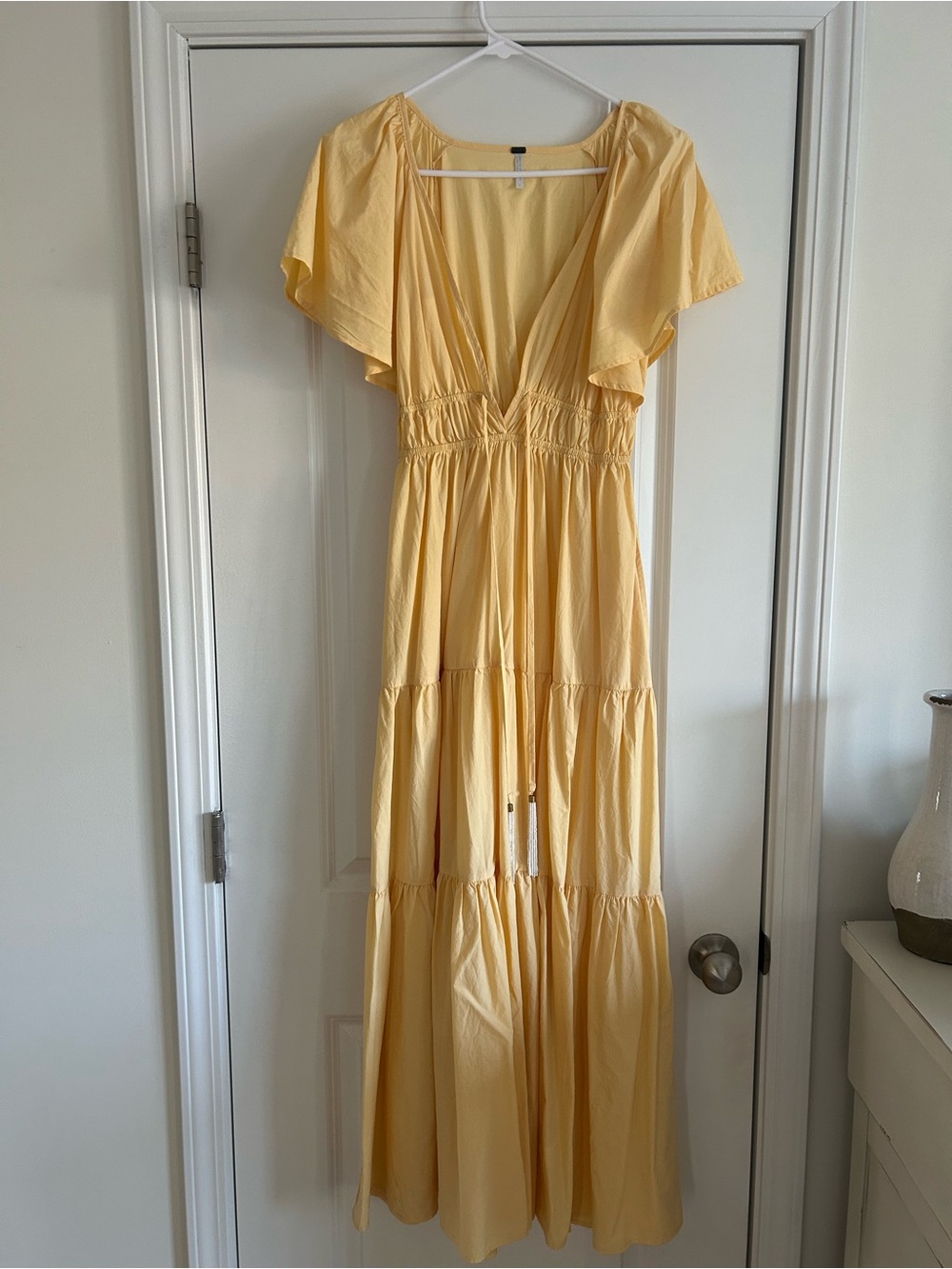 Young Fabulous & Broke Soft Yellow V-Neck Tiered Maxi Dress